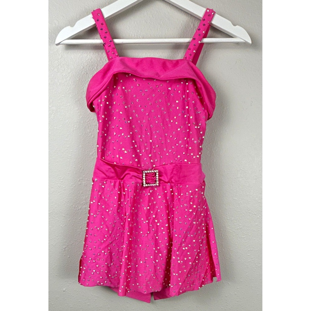 Revolution Girls LC Hot Pink Rhinestone Dance Costume Skort Bow RC19727